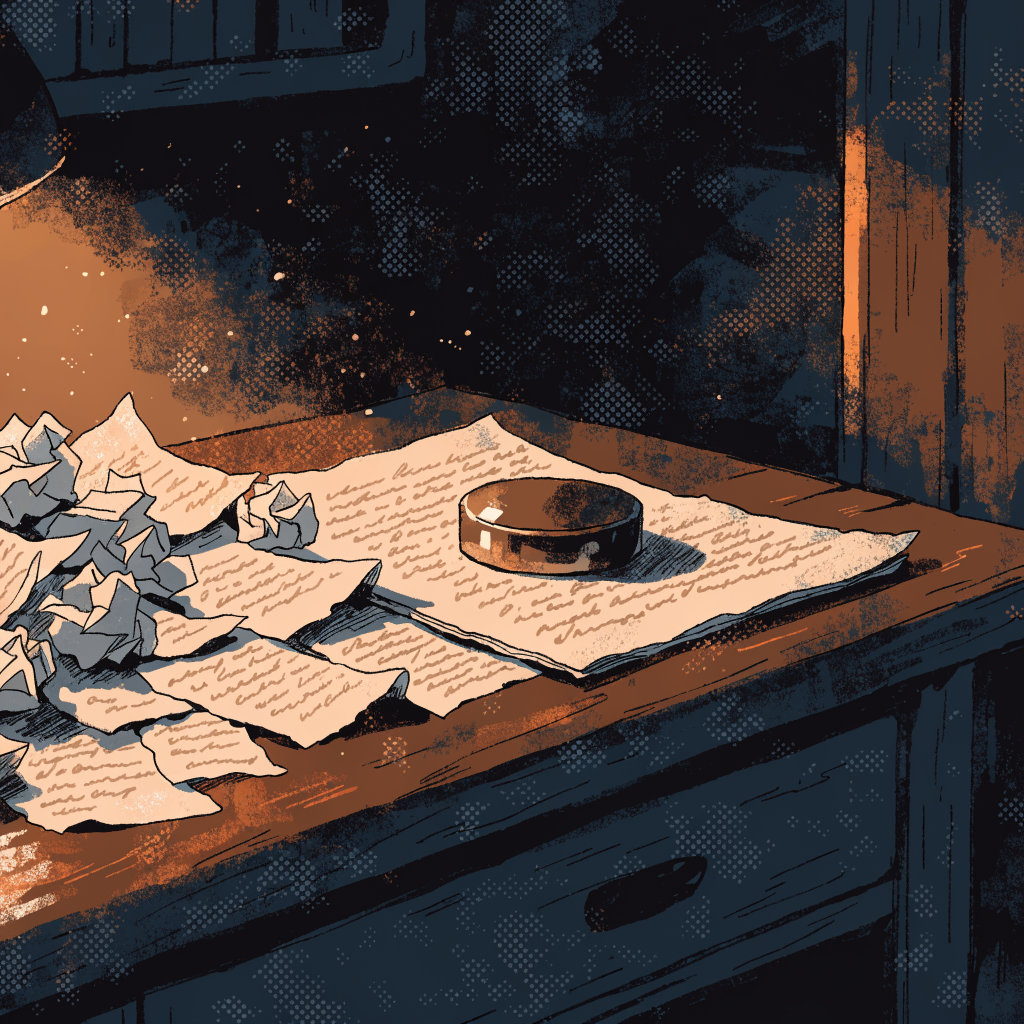 Ilustrasi: Kertas-kertas crumpled di meja penulis